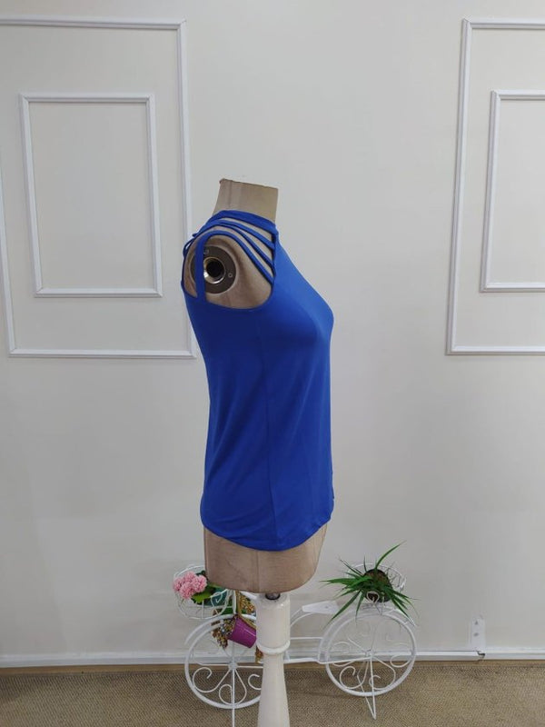 Bluză de damă din viscoză cu bretele și guler semi-rotund, 34270
