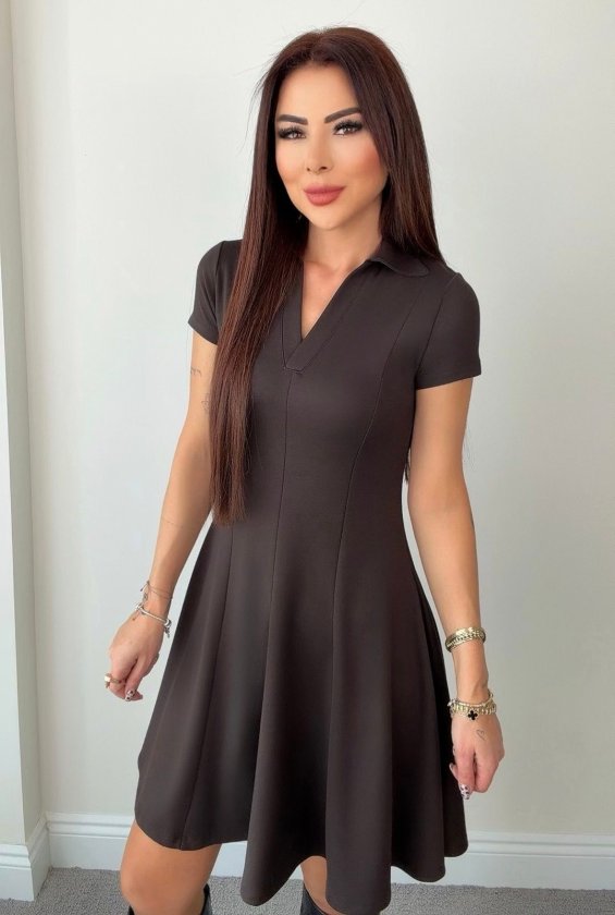 Kadın Kısa Kollu V Yakalı Kısa Modal Elbise, 34305