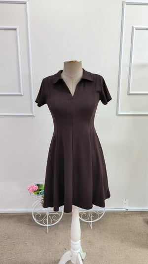 Rochie scurtă din modal pentru femei, cu mânecă scurtă și decolteu în V, 34305