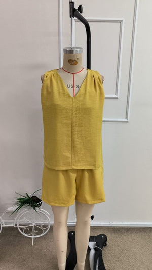 Kadın Kısa Kollu V Yakalı Bluz Ve Kısa Short Ikili Takım, 34316
