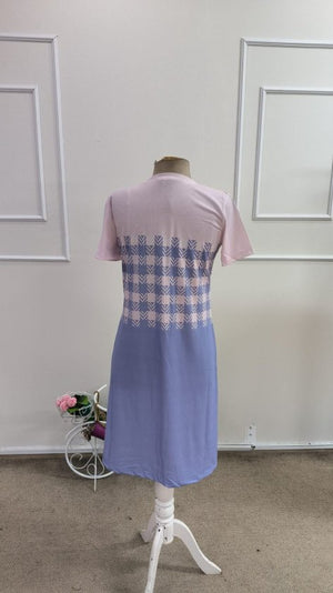 Rochie Supreme cu imprimeu și mânecă scurtă pentru femei, guler rotund, 34320