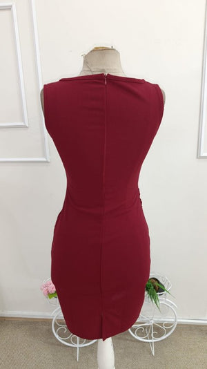Rochie scurtă din crep importat, cu guler înalt și bretele, plisată în față, pentru femei, 34465