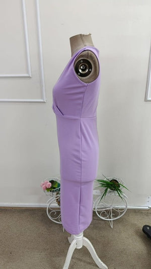 Rochie midi din crep importat, cu guler înfășurat și bretele pentru femei, 34522