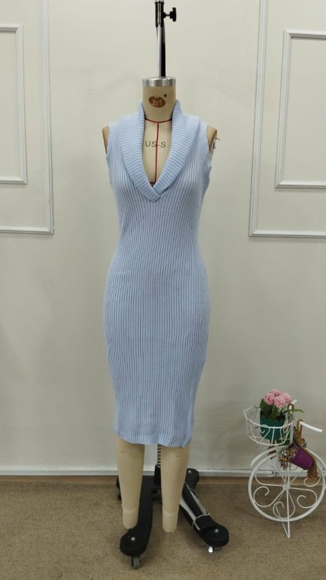 Rochie scurtă tricotată pentru femei, cu umeri goi și decolteu răsucit, 34547