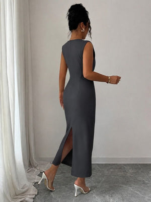 Kadın Kısa Kollu Hakim Yakalı çiçek Aksesuar Detaylı Kısa Ithal Krep Elbise, 34578