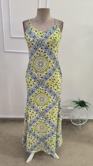 Rochie lungă Supreme pentru femei, cu bretele, decolteu în V și imprimeu, 34589