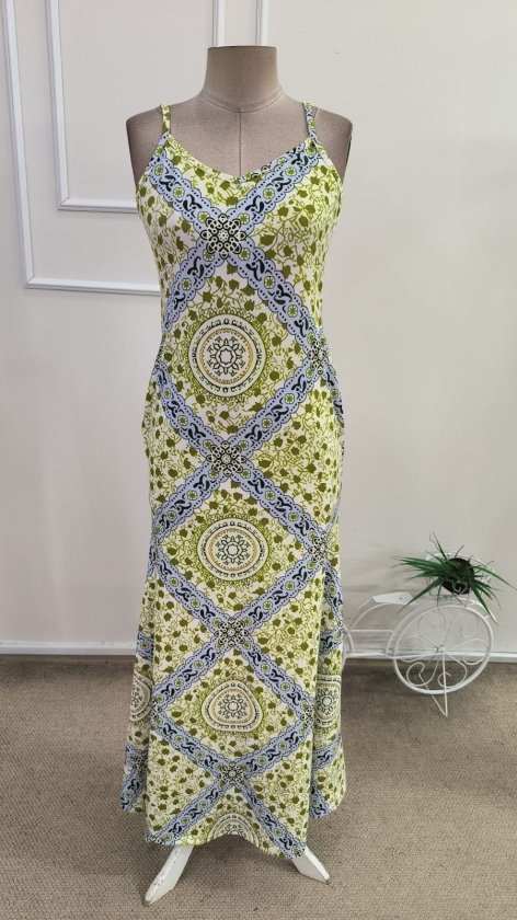 Rochie lungă Supreme pentru femei, cu bretele, decolteu în V și imprimeu, 34589
