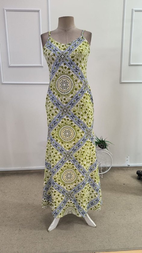 Rochie lungă Supreme pentru femei, cu bretele, decolteu în V și imprimeu, 34589
