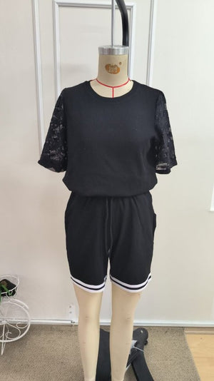 Kadın Kısa Kollu Bisiklet Yakalı Waffle Bluz Ve Short Ikili Takım, 34605