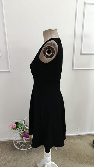 Rochie scurtă din crep strălucitor, cu guler înfășurat și bretele, pentru femei, 34619