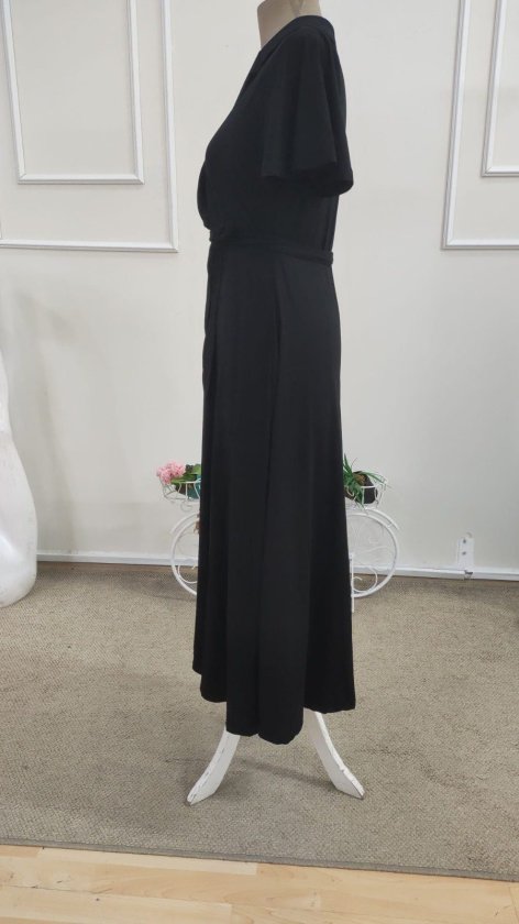 Rochie midi din viscoză pentru femei, cu mânecă scurtă, decolteu înfășurat, cu curea și crăpătură, 34687