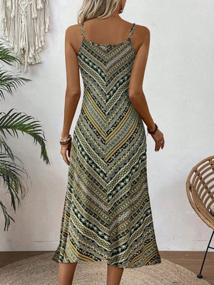 Rochie midi Supreme pentru femei, cu bretele, decolteu în V și imprimeu, 34707