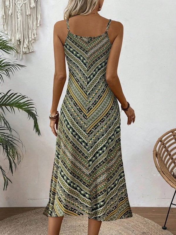 Rochie midi Supreme pentru femei, cu bretele, decolteu în V și imprimeu, 34707