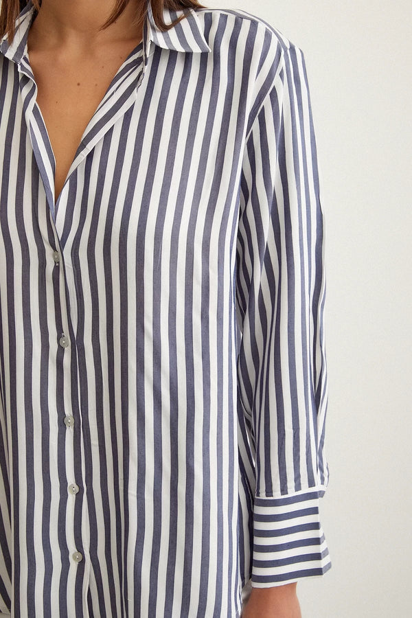 Multi Çizgili Gömlek - Lacivert