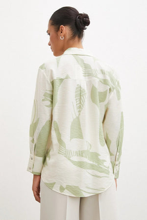 V Yaka Modal  Gömlek - Yeşil