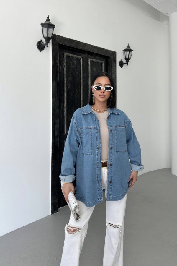 Cămașă din denim cu buzunare 6097