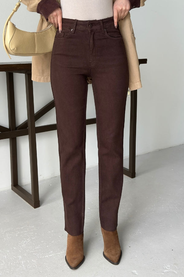 Şerit Detaylı Mom Fit Kot Pantolon 7111