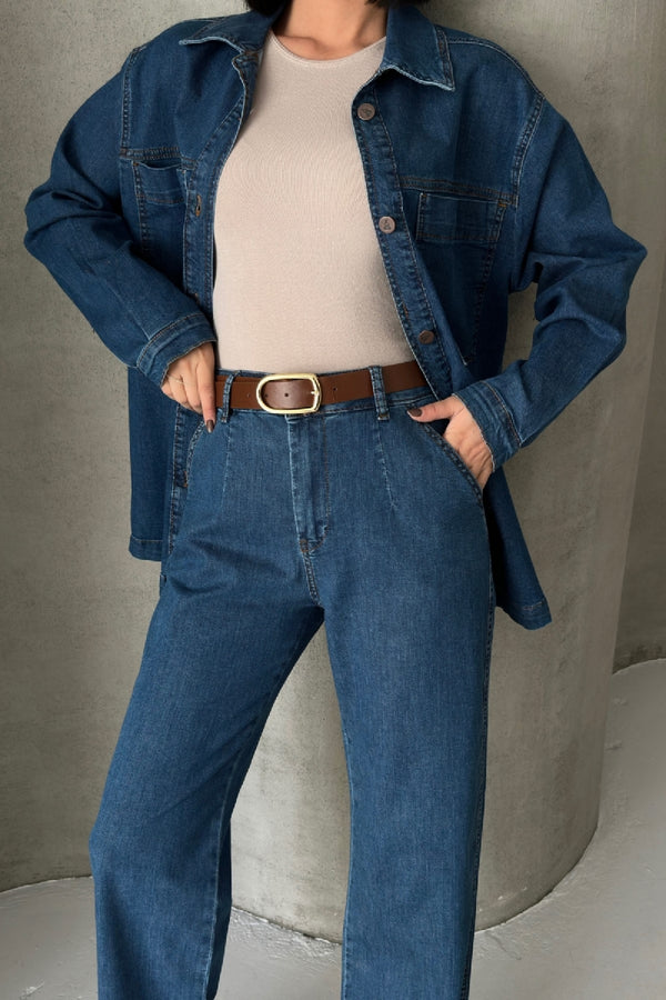 Cămașă din denim cu buzunare 6097