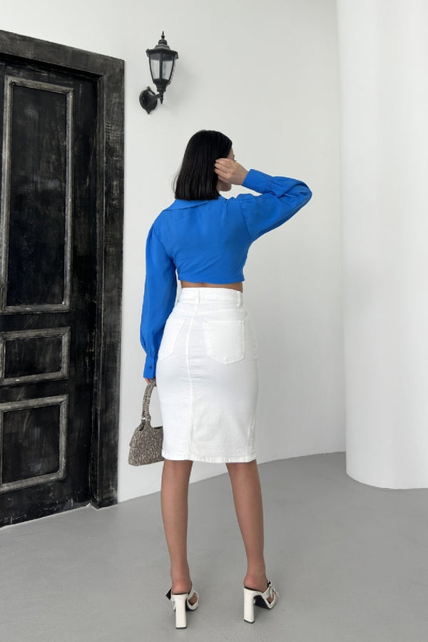 Fustă denim de lungime medie 1039