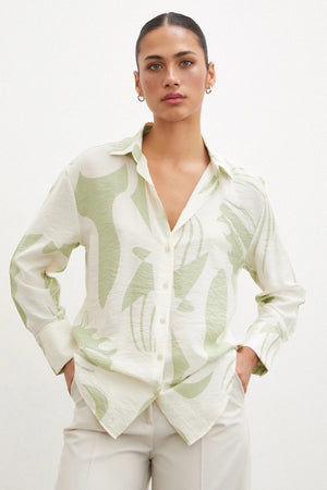 V Yaka Modal  Gömlek - Yeşil