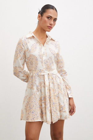 Godeli Desenli Elbise - Krem