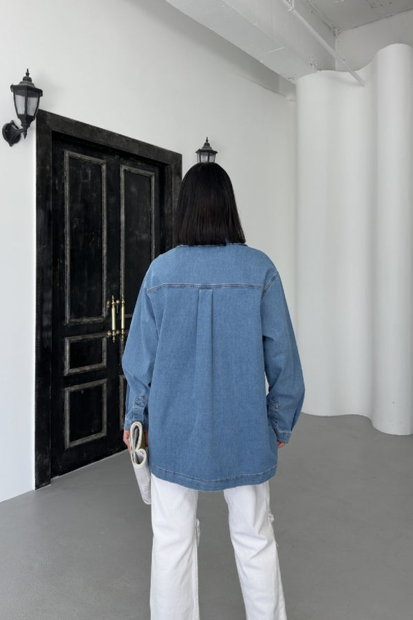 Cămașă din denim cu buzunare 6097