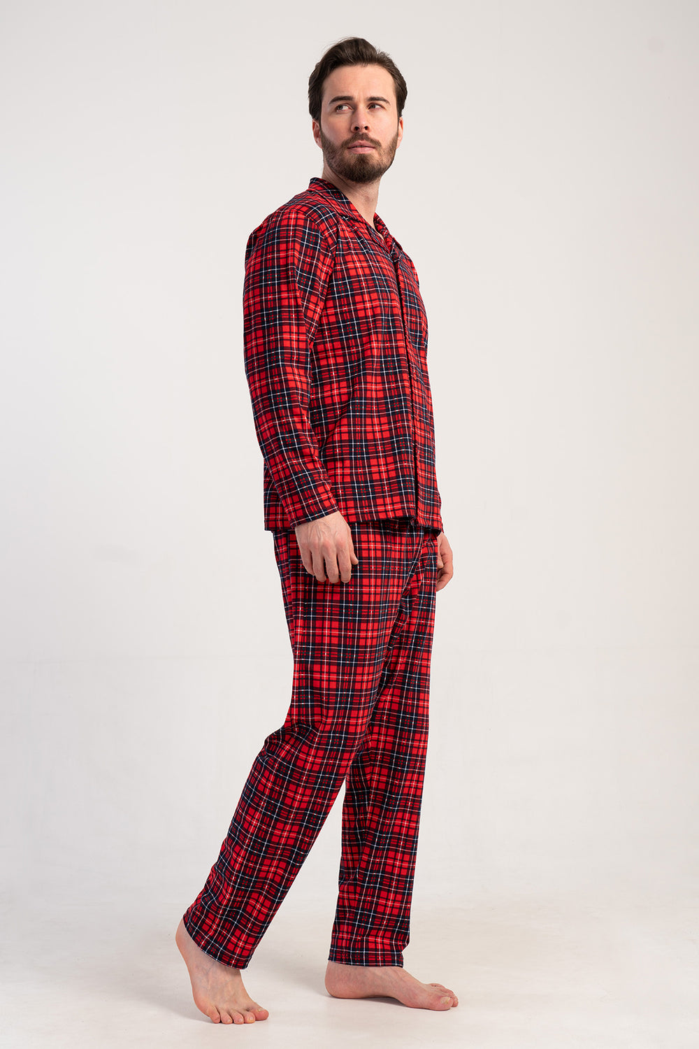 CEPLI ERKEK P.SUPREM GOMLEK YAKA TAMAMI DUGMELI UZUN KOL PIJAMA TAKIM