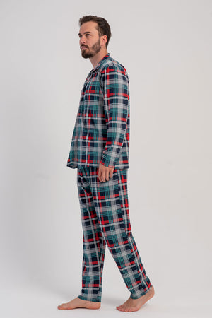 CEPLI ERKEK LYC SUPREM GOMLEK YAKA TAMAMI DUGMELI UZUN KOL PIJAMA TAKIM