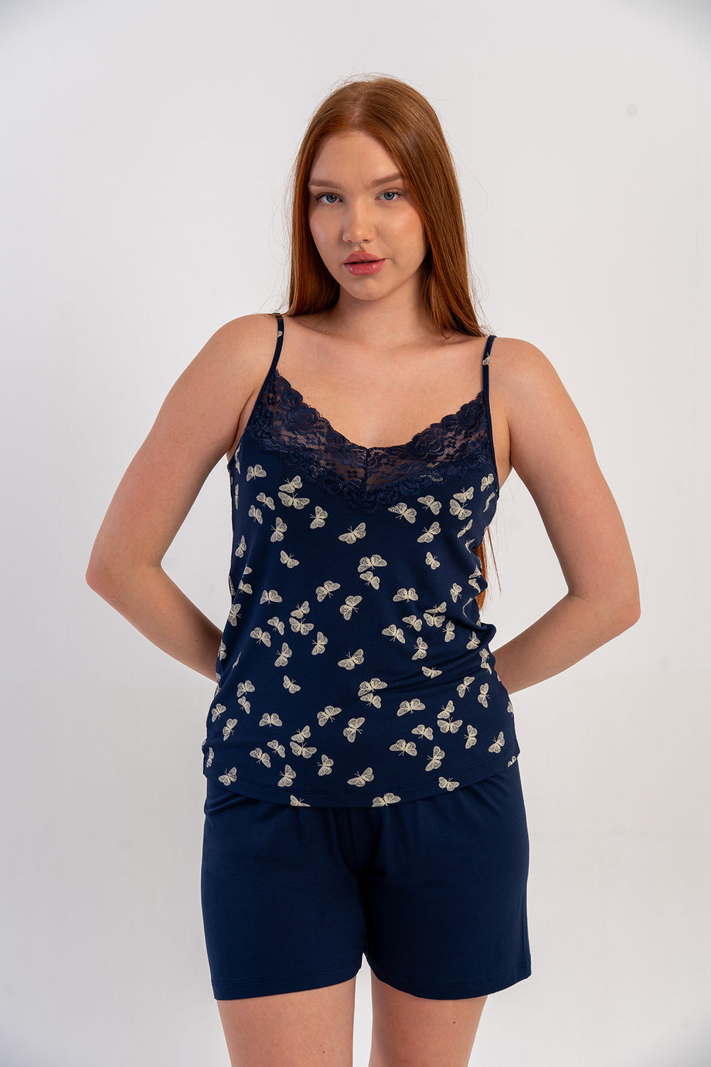 KADIN LYC VISCON V YAKA DANTELLI IP ASKILI SORT TAKIM