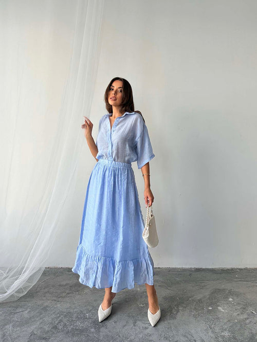 Set fustă albastră din Tencel