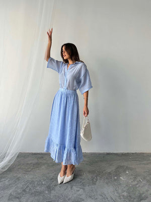 Set fustă albastră din Tencel
