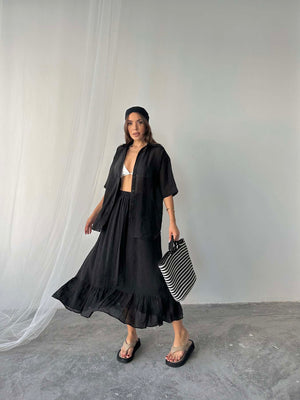 Set fustă neagră din Tencel
