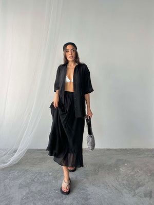 Set fustă neagră din Tencel