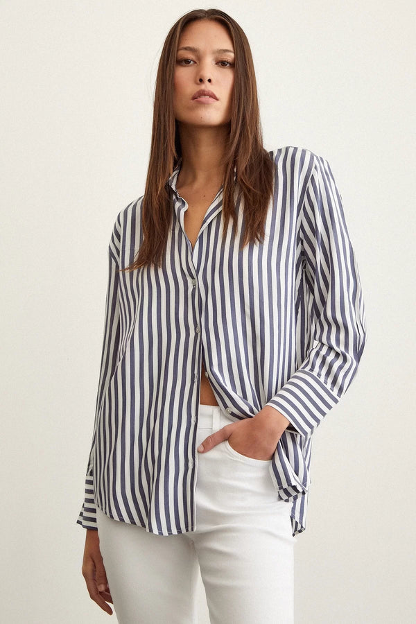 Multi Çizgili Gömlek - Lacivert