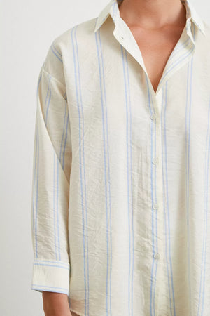 Çift Çizgili Modal Gömlek - Mavi