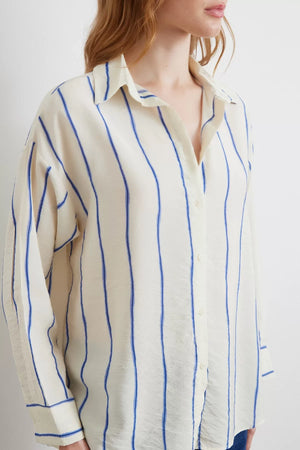 Çizgili Modal Gömlek - Saks