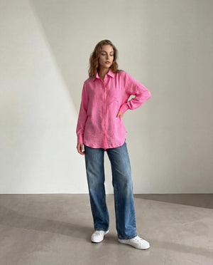 Pembe Cepli Oversize Gömlek