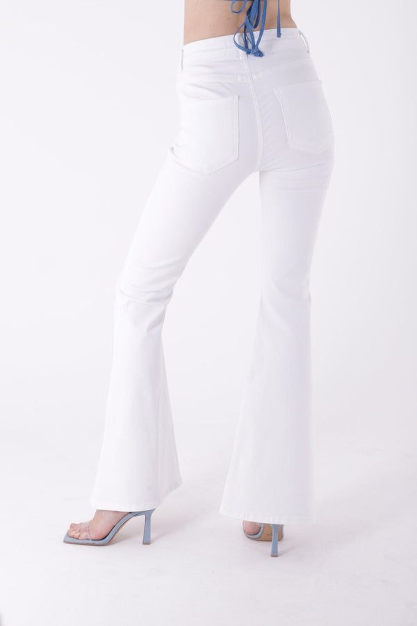 Geniş İspanyol Kot Pantolon 7067 - Beyaz - (30-36) - 5