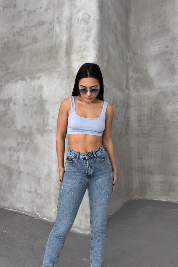 Tık Likra Kot Pantolon 7036 - Orta Mavi Kot - (26-31) - 5