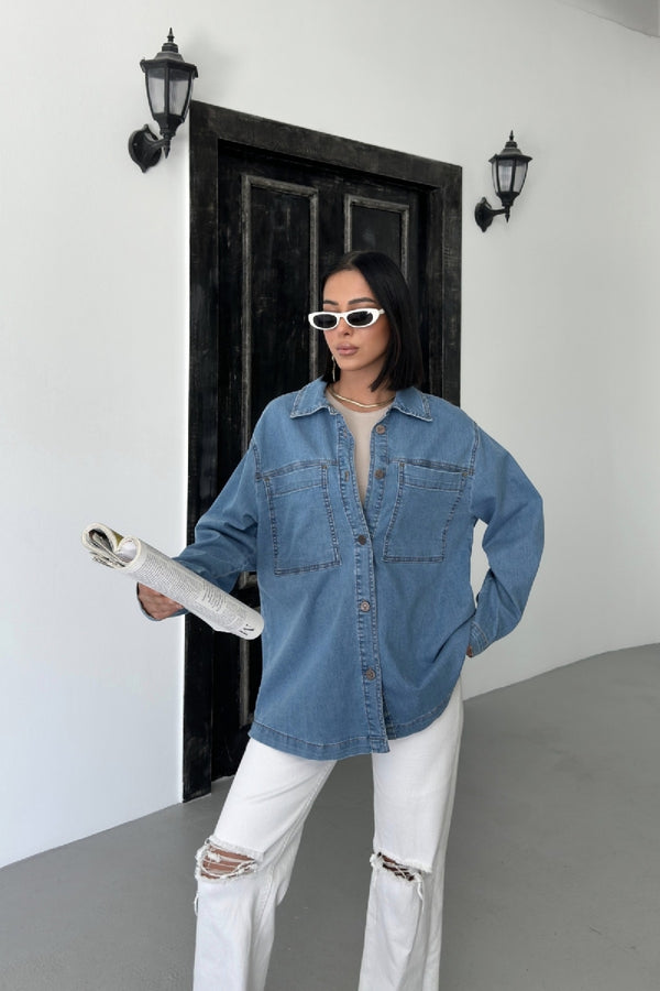 Cămașă din denim cu buzunare 6097