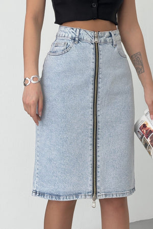Fustă denim de lungime medie 1026