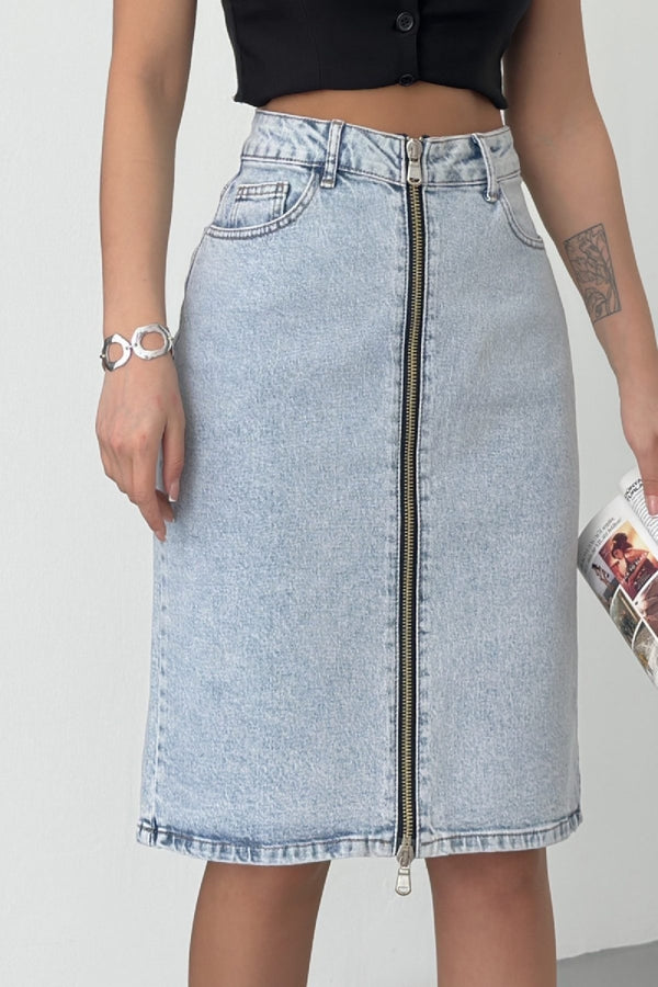 Fustă denim de lungime medie 1026