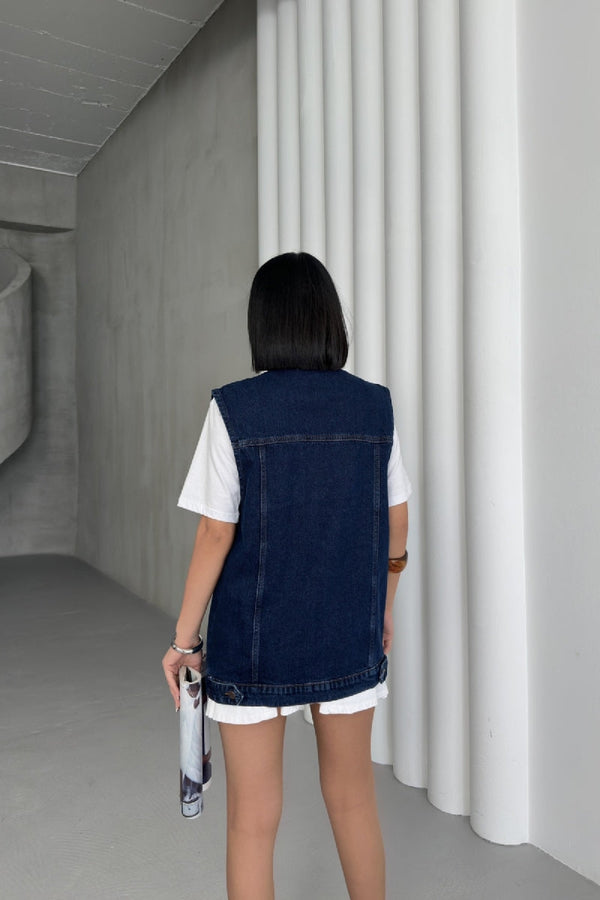 Orta Boy Kot Yelek - Düz Koyu Rins - (S-L-4) - 3