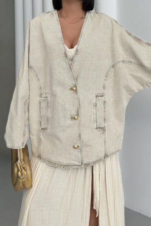 Oversize Yarasa Kollu Kot Ceket - Açık Kahve - (STD-4) - 6