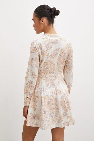 Godeli Desenli Elbise - Krem