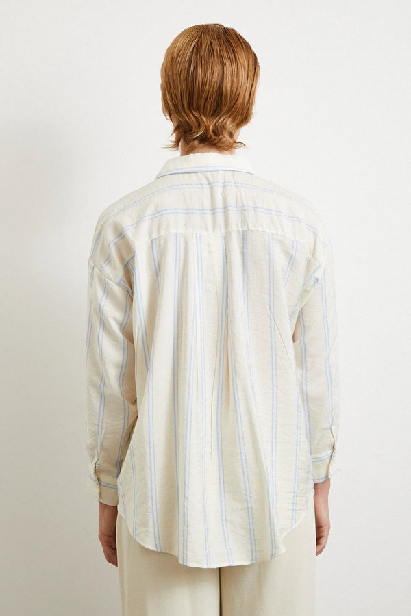 Çift Çizgili Modal Gömlek - Mavi