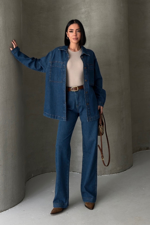 Cămașă din denim cu buzunare 6097