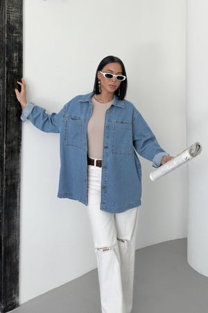 Cămașă din denim cu buzunare 6097