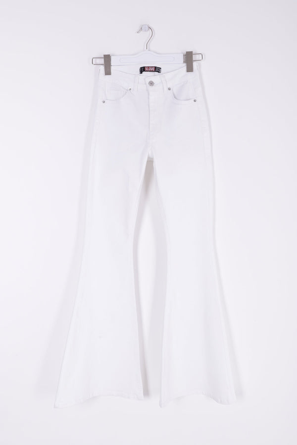 Geniş İspanyol Kot Pantolon 7067 - Beyaz - (27-32) - 6