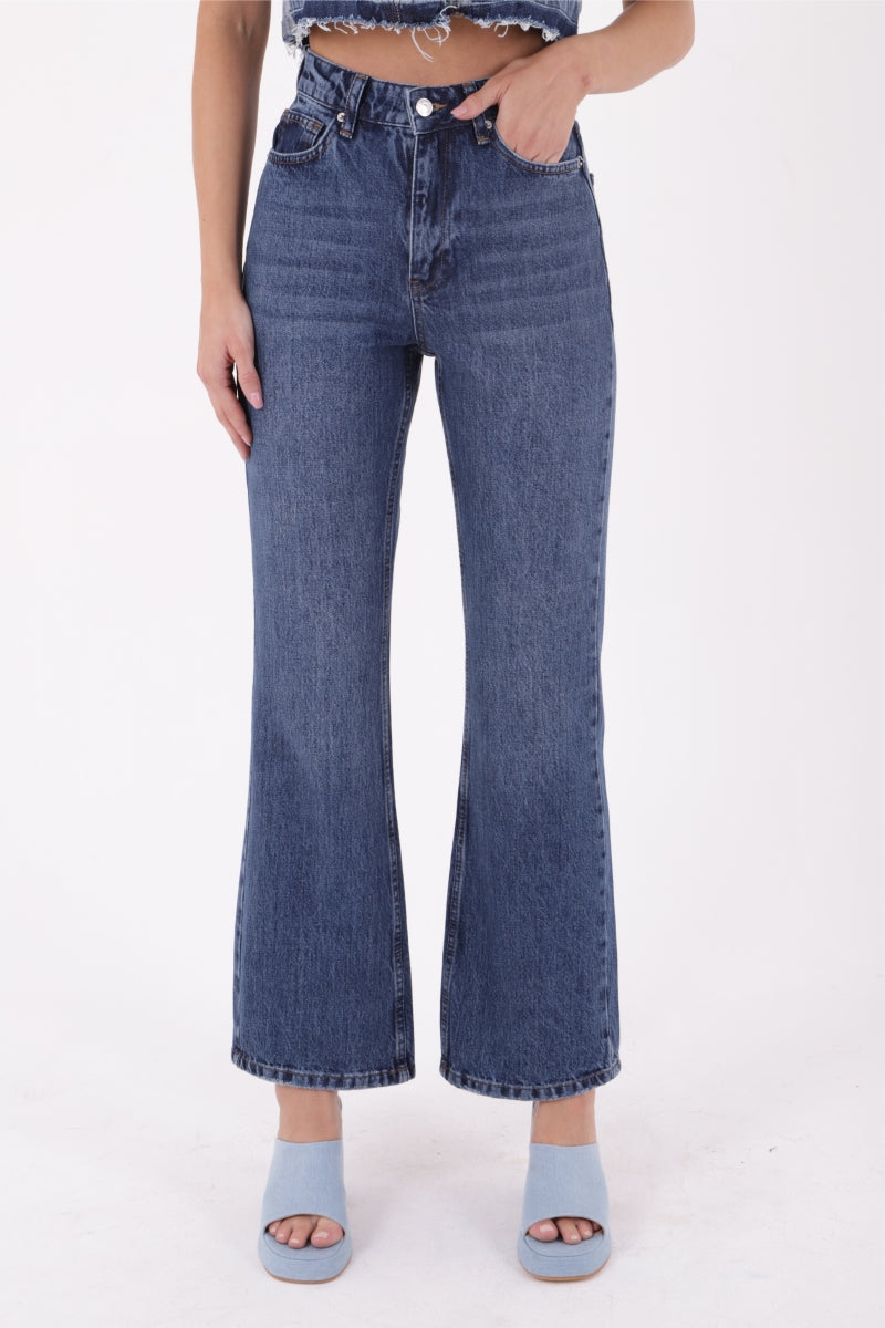 Palazzo Relax Kot Pantolon Koyu Mavi Kot